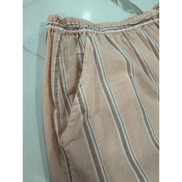 Eberjey Striped Organic Cotton Pajama Set L Shorts Button Up Tshirt Loungewear - Picture 7 of 8